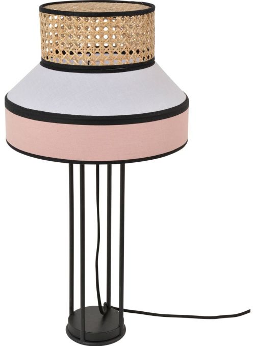 LAMPE SINGAPOUR ROSE ET BLANC