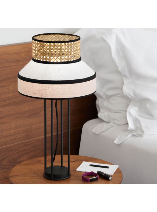 LAMPE SINGAPOUR ROSE ET BLANC