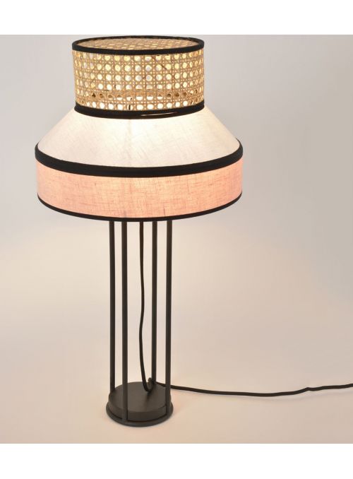 LAMPE SINGAPOUR ROSE ET BLANC