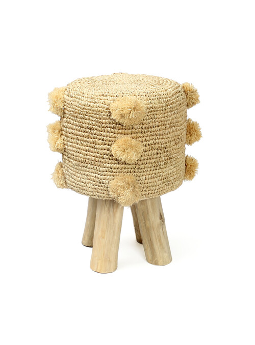 Le Tabouret Pom Pom En Raffia