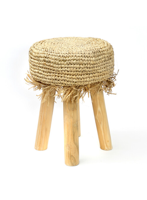 Le Tabouret En Raffia Frangé