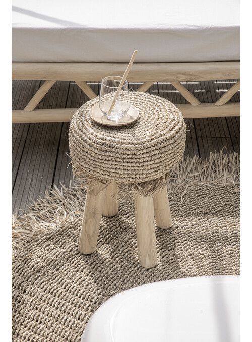 Le Tabouret En Raffia Frangé