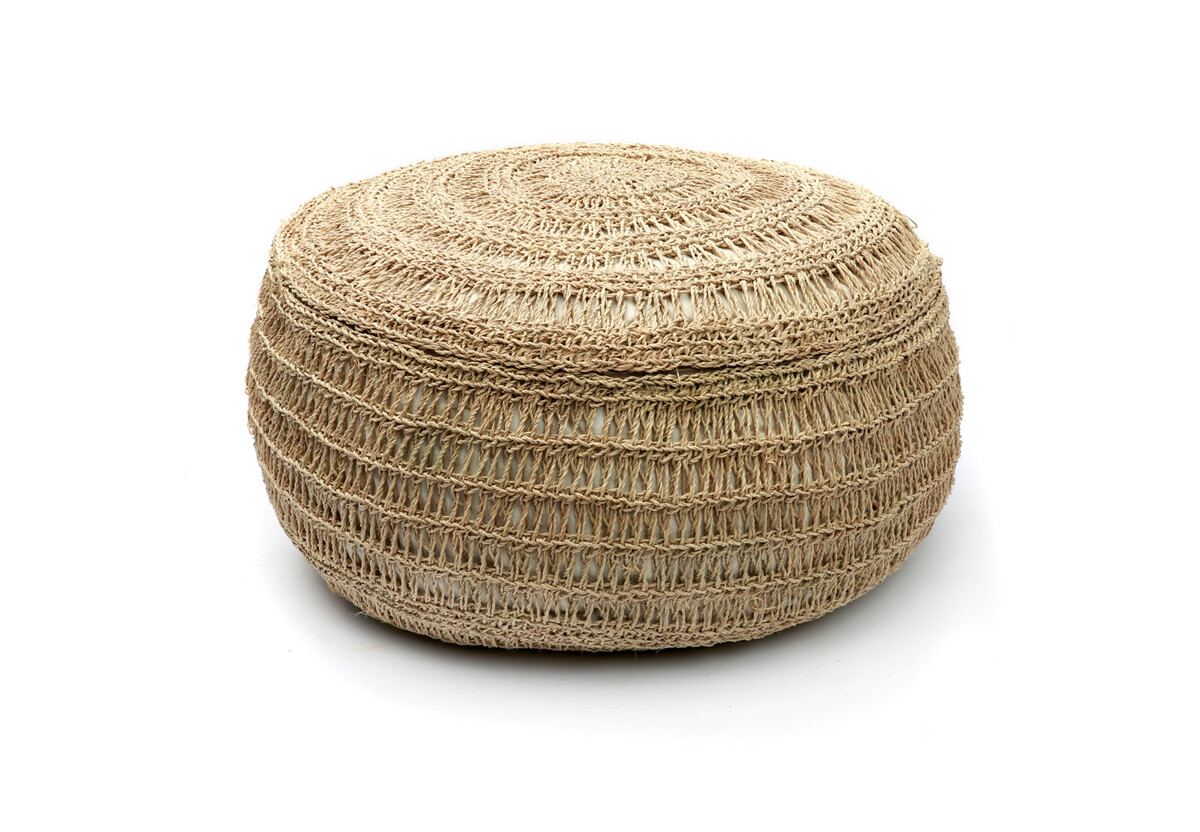 Pouf Naturel en Herbes Marine et Fibres de Jacin…