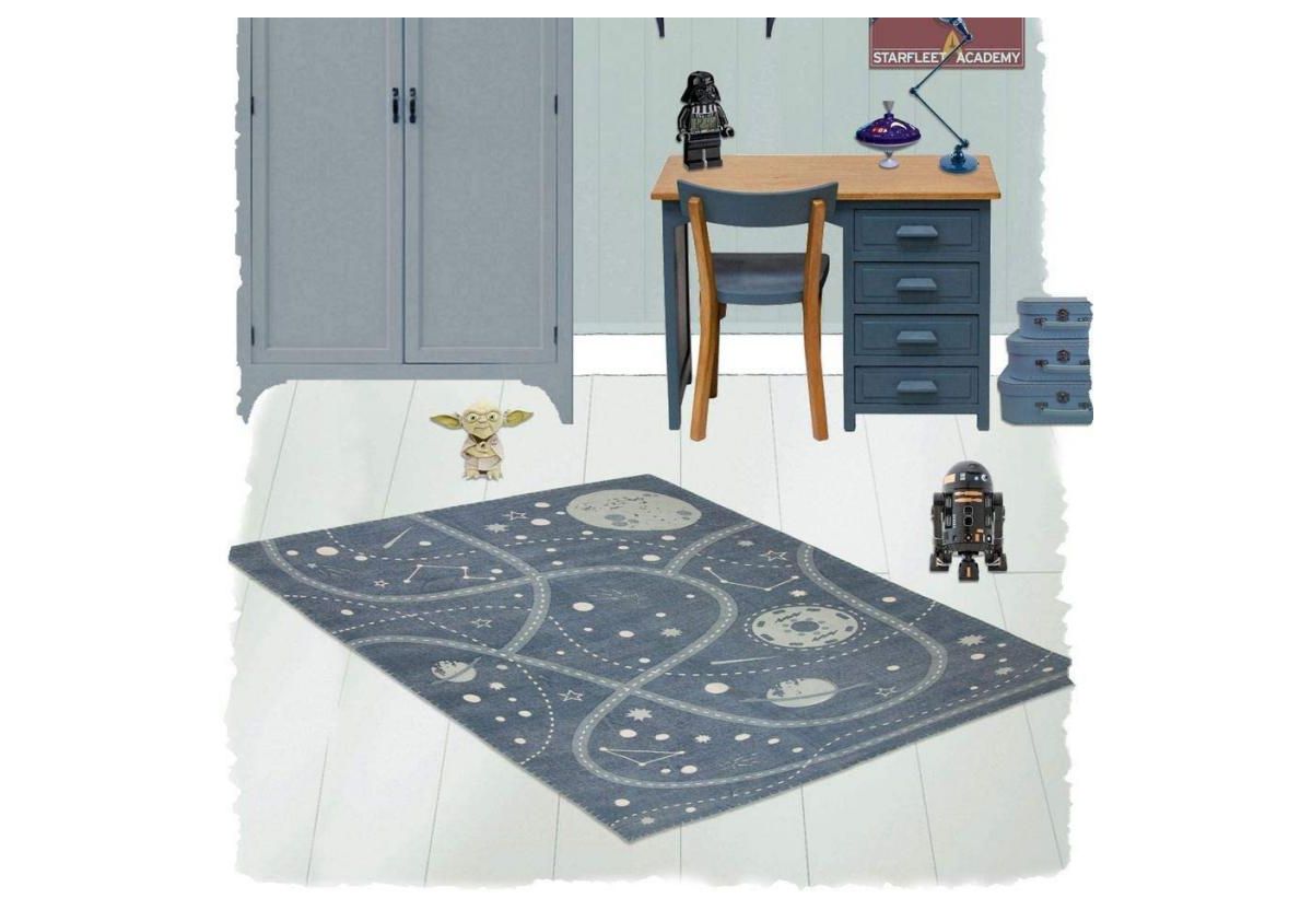 TAPIS LITTLE GALAXY BLEU