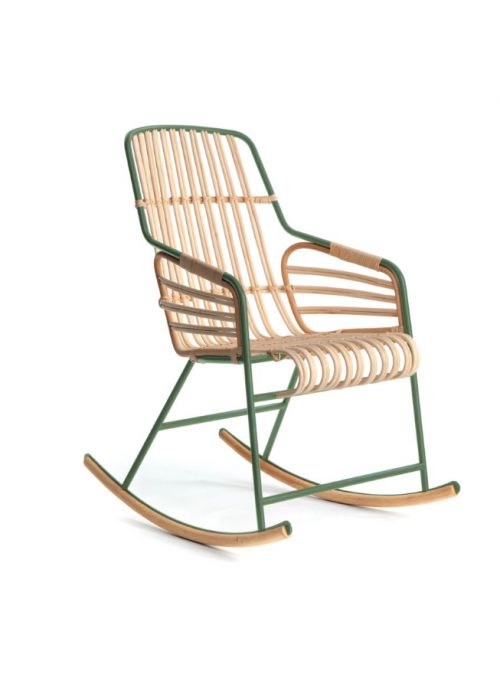 FAUTEUIL A BASCULE RAPHIA VERT