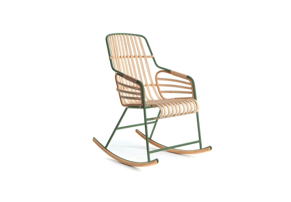 FAUTEUIL A BASCULE RAPHIA VERT