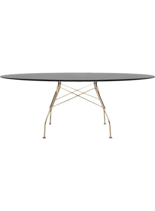 TABLE GLOSSY NOIR ET DORE