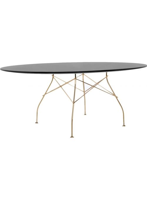 TABLE GLOSSY NOIR ET DORE