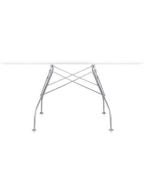 TABLE GLOSSY CHROME ET BLANC