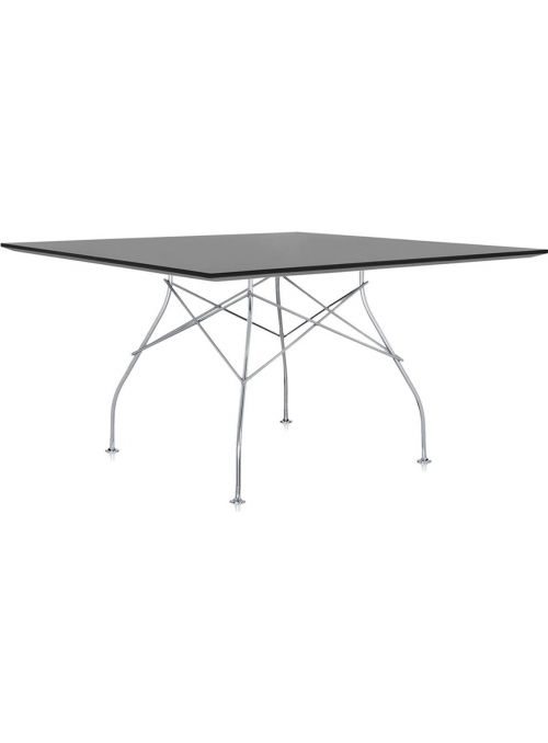 TABLE GLOSSY CHROME ET NOIR