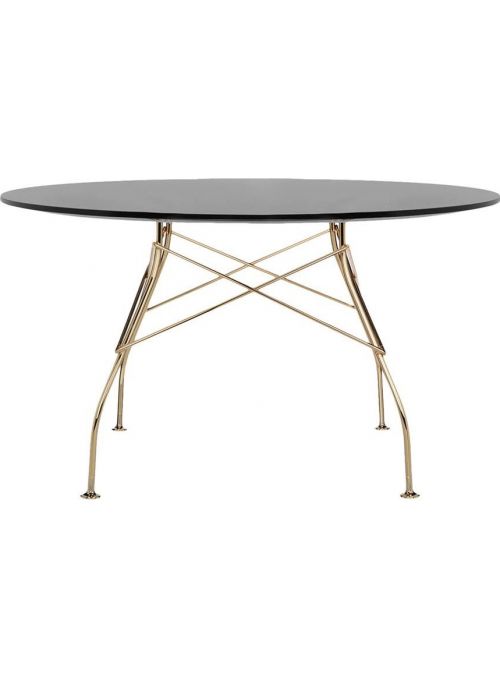 TABLE GLOSSY NOIR ET DORE