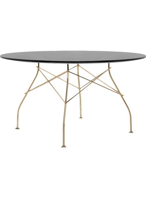 TABLE GLOSSY NOIR ET DORE