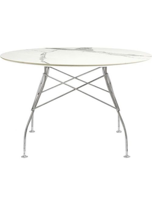 TABLE GLOSSY MARBLE BLANC