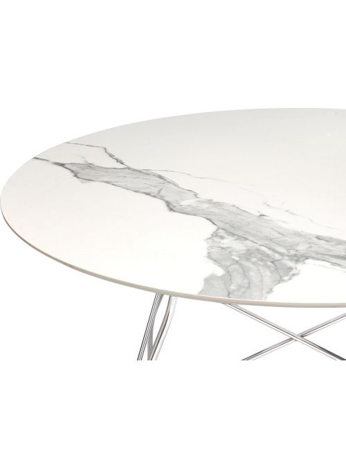 TABLE GLOSSY MARBLE BLANC