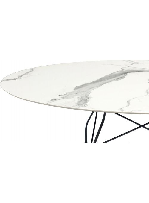 TABLE GLOSSY MARBLE BLANC