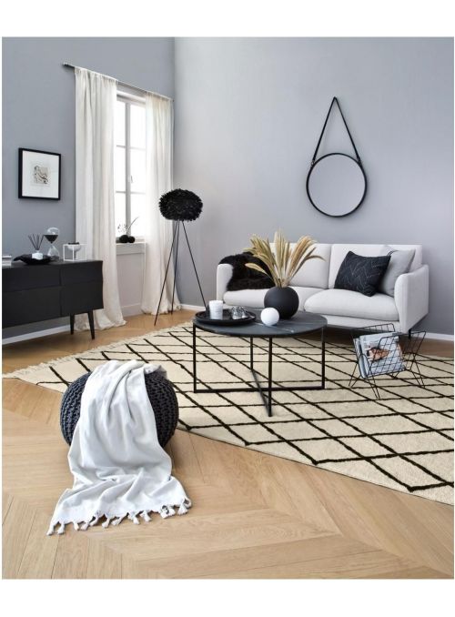 Tapis de salon rond en laine noir et gris avec arabesques trama par Gan  Rugs - Inspiration Luxe