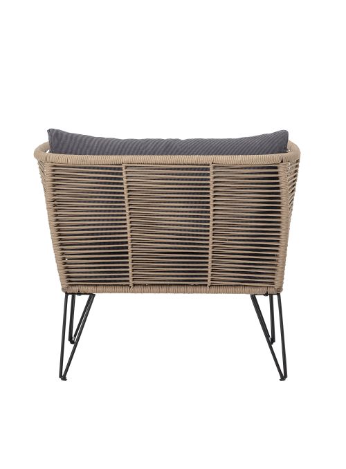 Fauteuil lounge de jardin plastique tressé Mundo - beige gris rayé et noir