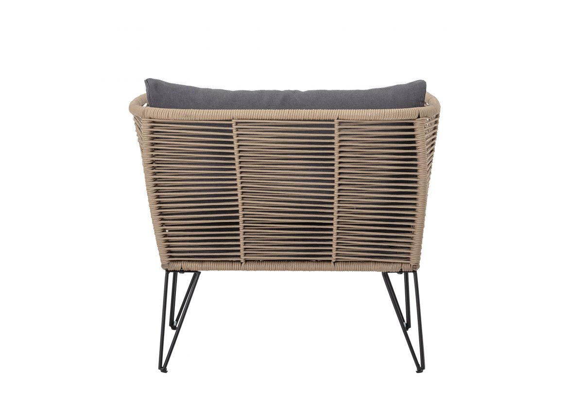 Fauteuil lounge de jardin plastique tressé Mundo - beige gris rayé et noir