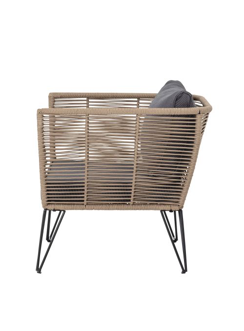 Fauteuil lounge de jardin plastique tressé Mundo - beige gris rayé et noir